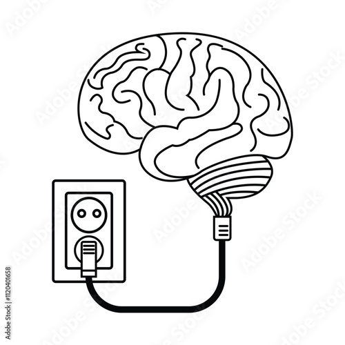 human brain plugged in an electrical socket