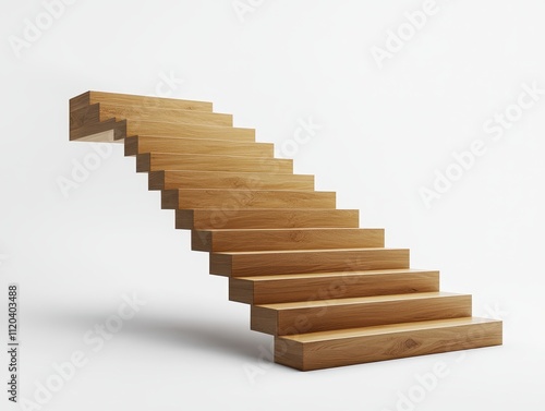 Modern Minimalist 3D Digital Art - Minimalistic Wooden Staircase Design