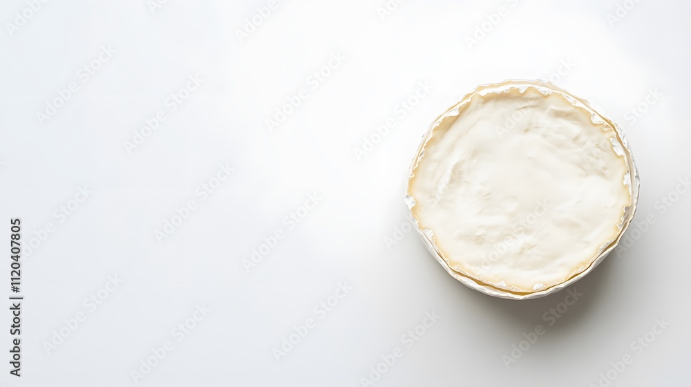 Round Creamy White Cheese on White Background Round Creamy White Cheese on White Background