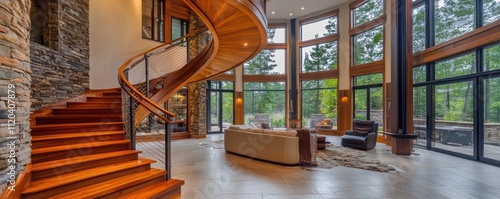 Modern house stairs designed to flow naturally with the homea??s open concept, creating a harmonious living space photo