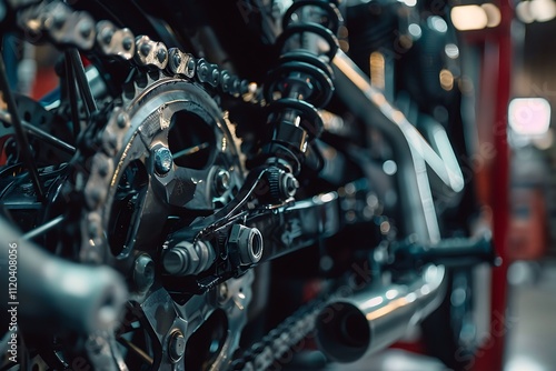 close up of a motorcycle engine photo