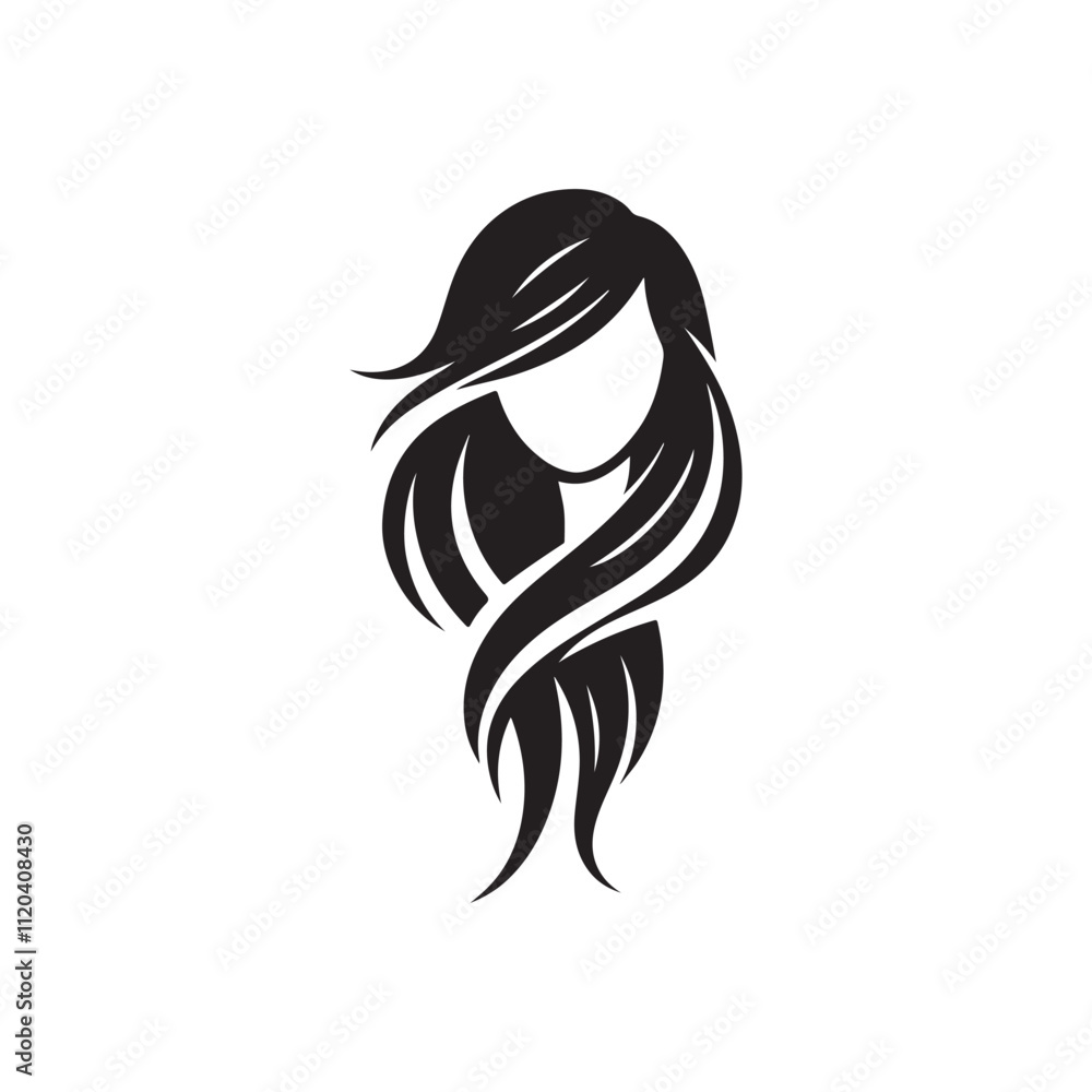 Minimalist Hair Silhouette Vector for Fashion Projects Minimalist Hair Silhouette Vector for Fashion Projects