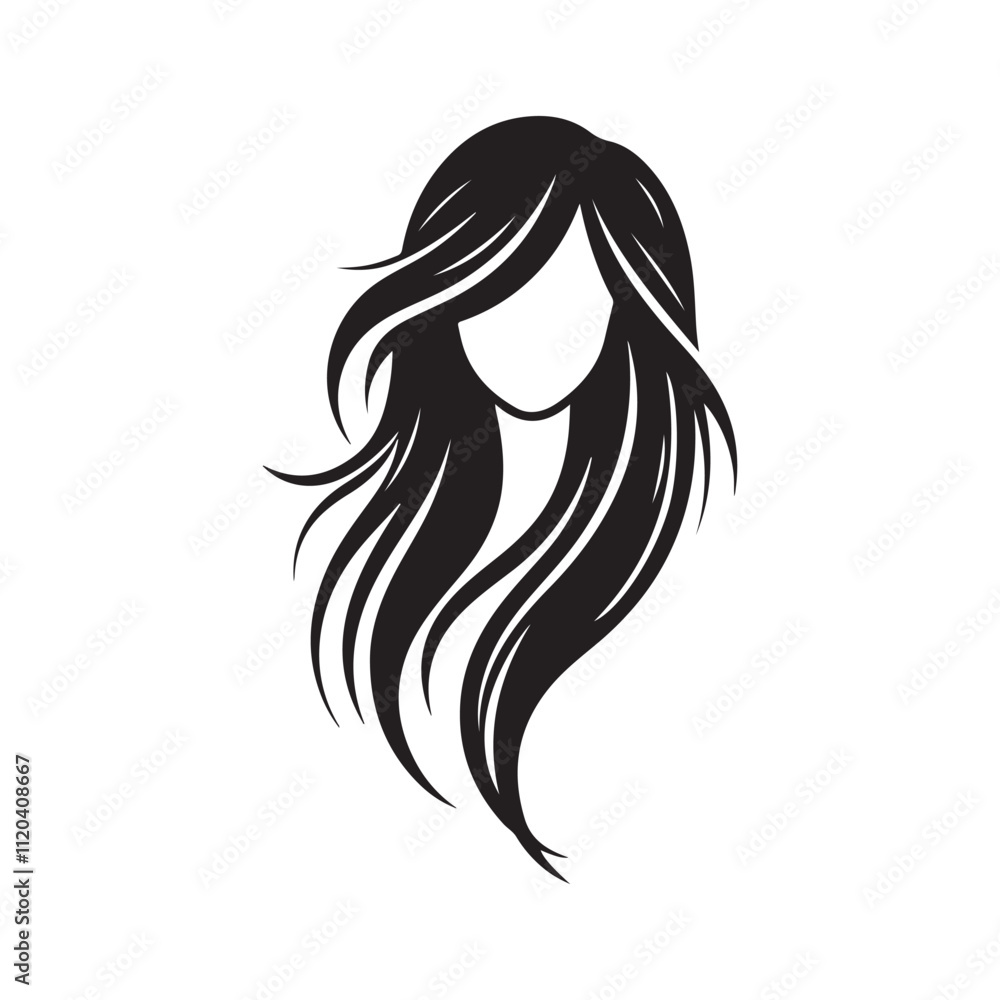 Girl long Hair Silhouette Illustration for Minimalist Projects Girl long Hair Silhouette Illustration for Minimalist Projects