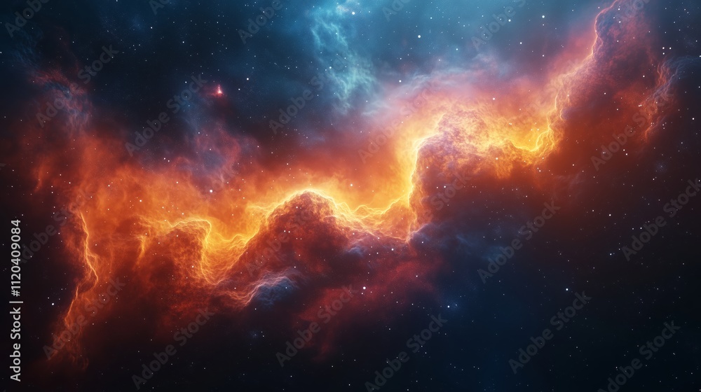 Fototapeta premium Fiery Nebula Illuminating the Cosmos - made with Generative AI