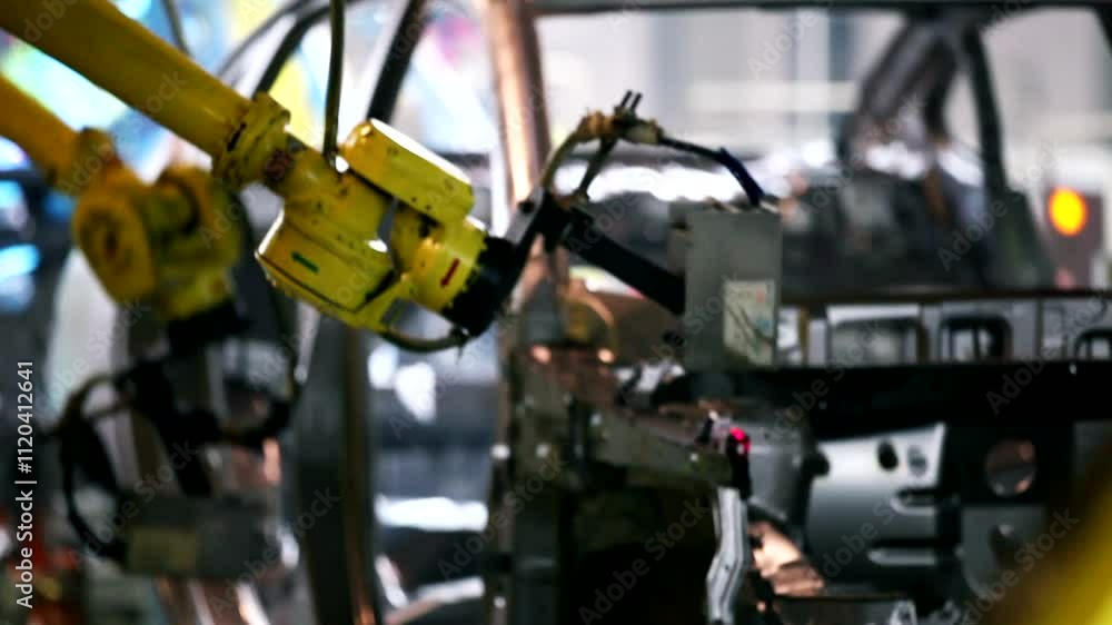 Industrial Robot Inspecting Vehicles Advanced Automation in Action for Enhanced Quality Control and Precision in the Automotive Industry Industrial Robot Inspecting Vehicles Advanced Automation in Action for Enhanced Quality Control and Precision in the Automotive Industry