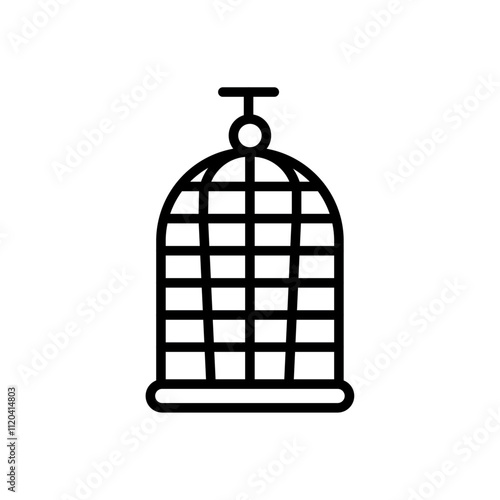 Bird cage icon Thin line art collection