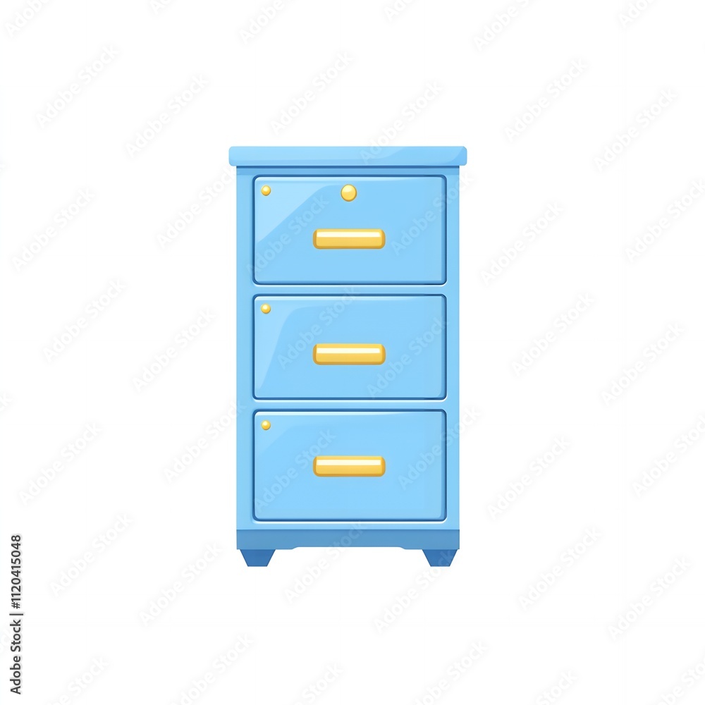 Light blue file cabinet with three drawers. Light blue file cabinet with three drawers.