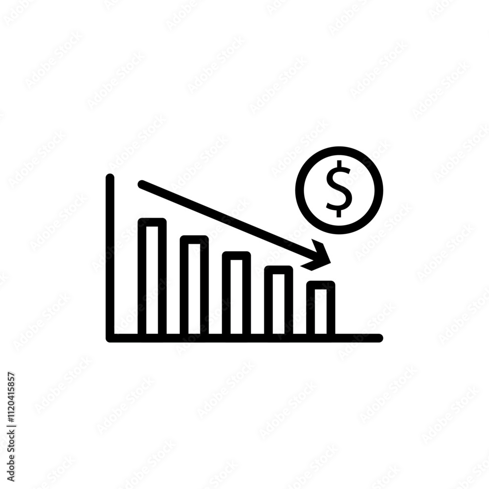 Economy crisis icon Thin line art collection Economy crisis icon Thin line art collection