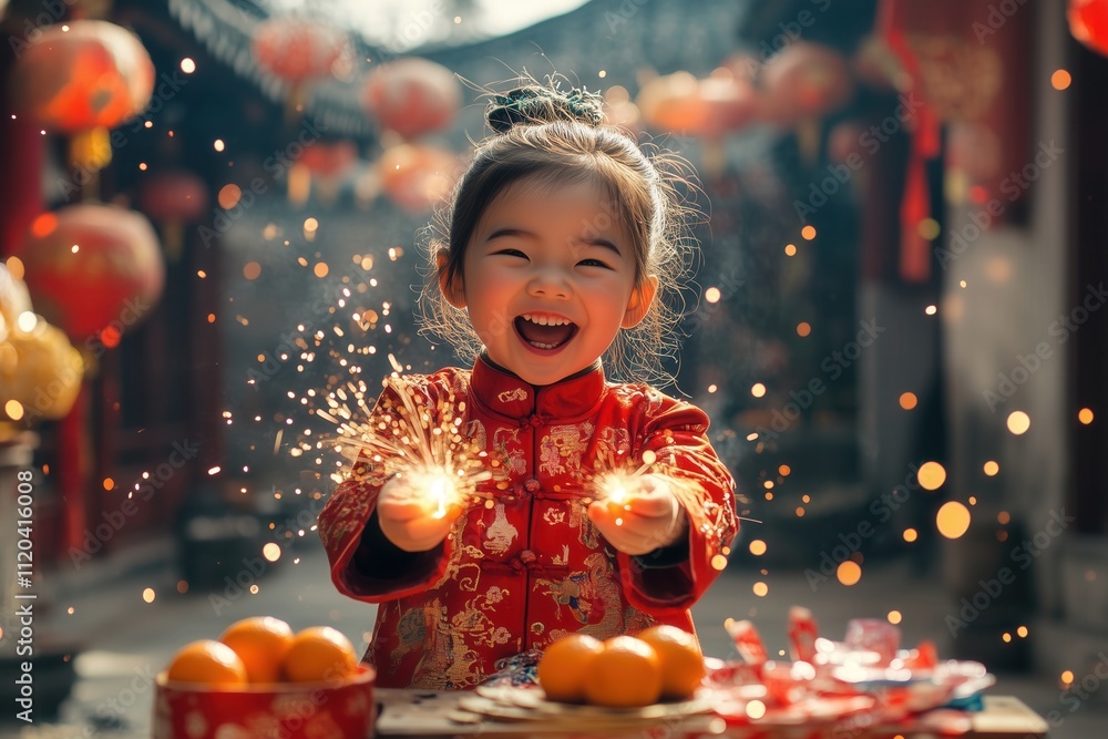 Chinese girl play with firecracker before chinese new year Chinese girl play with firecracker before chinese new year