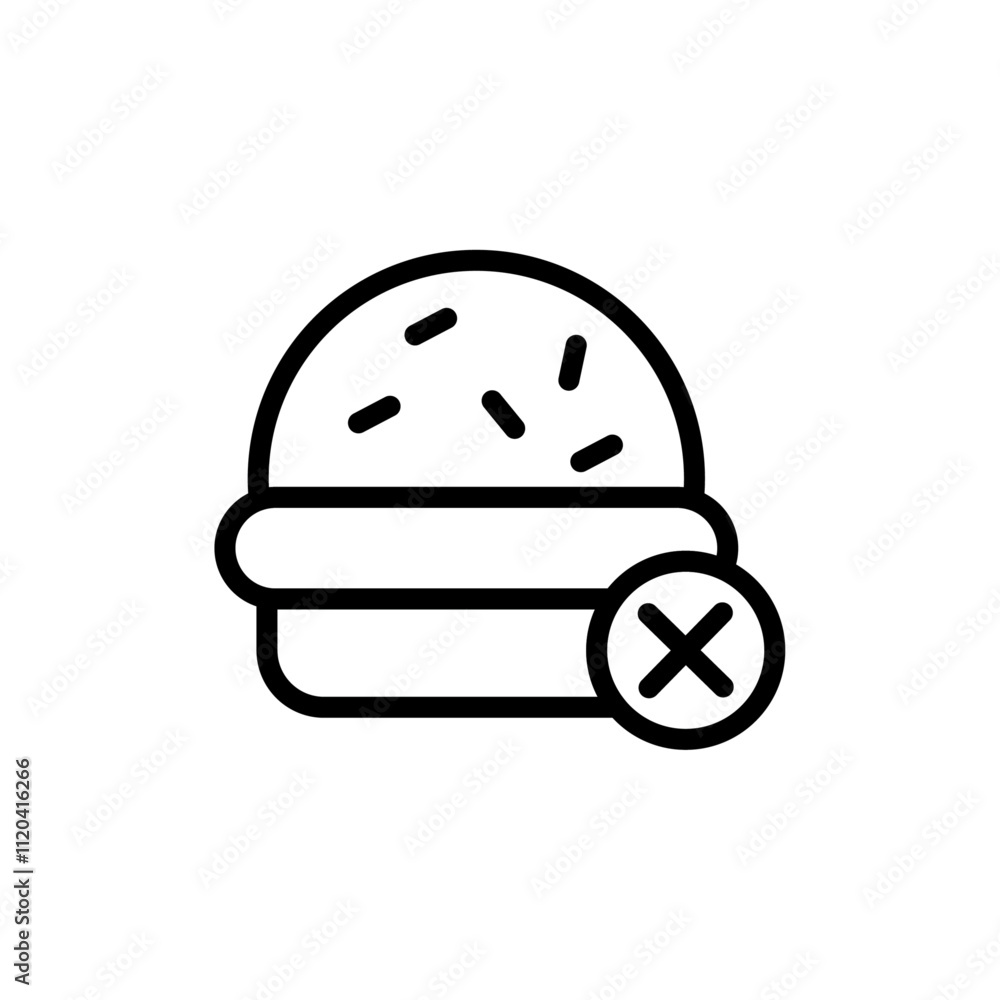 Forbidden burger icon Thin line art collection