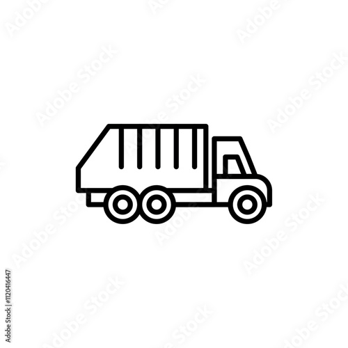 Garbage truck icon Thin line art collection