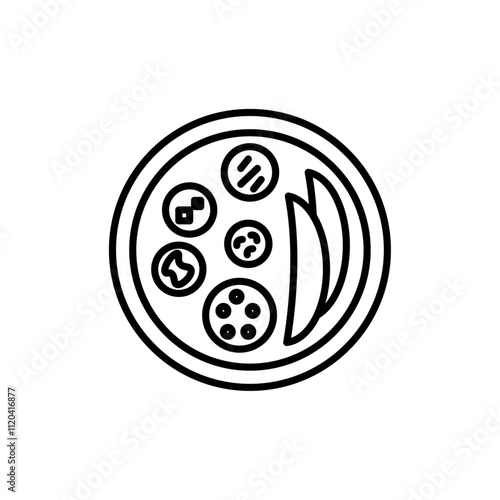 Indian thali icon Thin line art collection