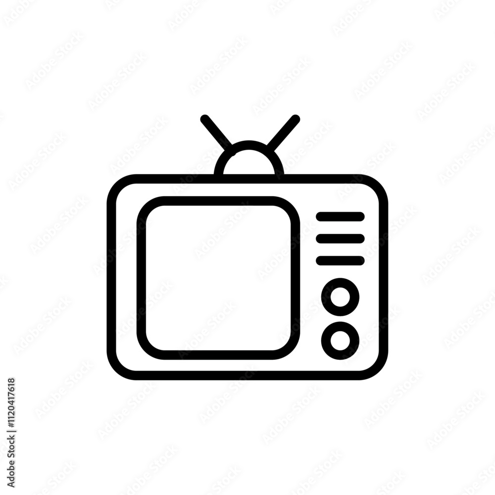 Old TV icon Thin line art collection Old TV icon Thin line art collection