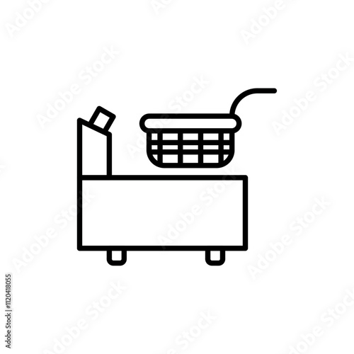 Restaurant deep fryer icon Thin line art collection
