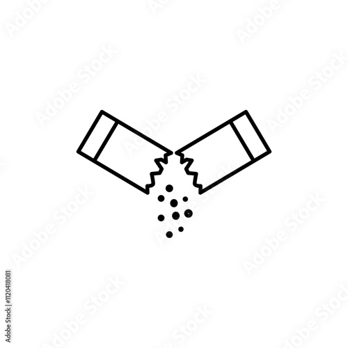 Ripped packet sugar icon Thin line art collection