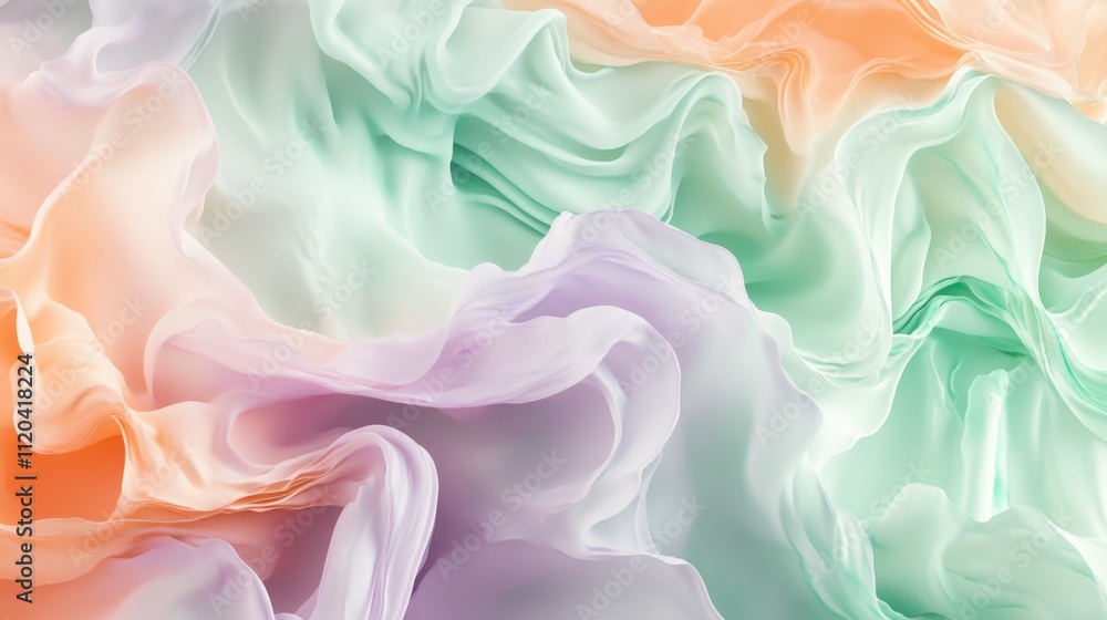 Obraz premium Pastel Draped Fabric Swirls - Abstract Background