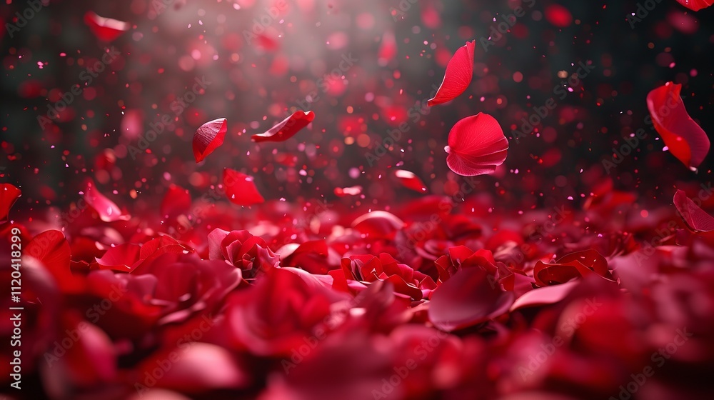 abstract red hearts and rose petals on pink background for valentines day, wedding and greeting card abstract red hearts and rose petals on pink background for valentines day, wedding and greeting card
