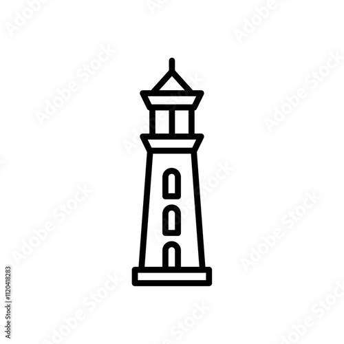 Searchlight tower icon Thin line art collection