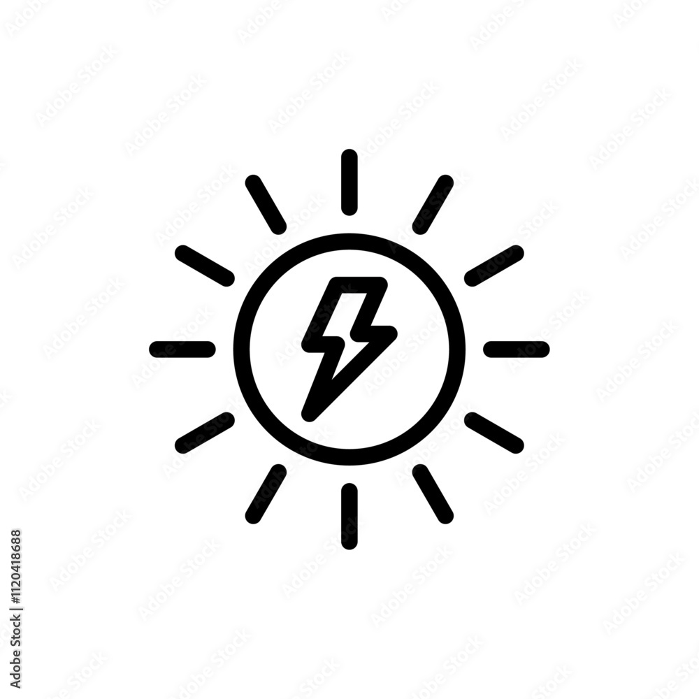 Sun energy icon Thin line art collection Sun energy icon Thin line art collection