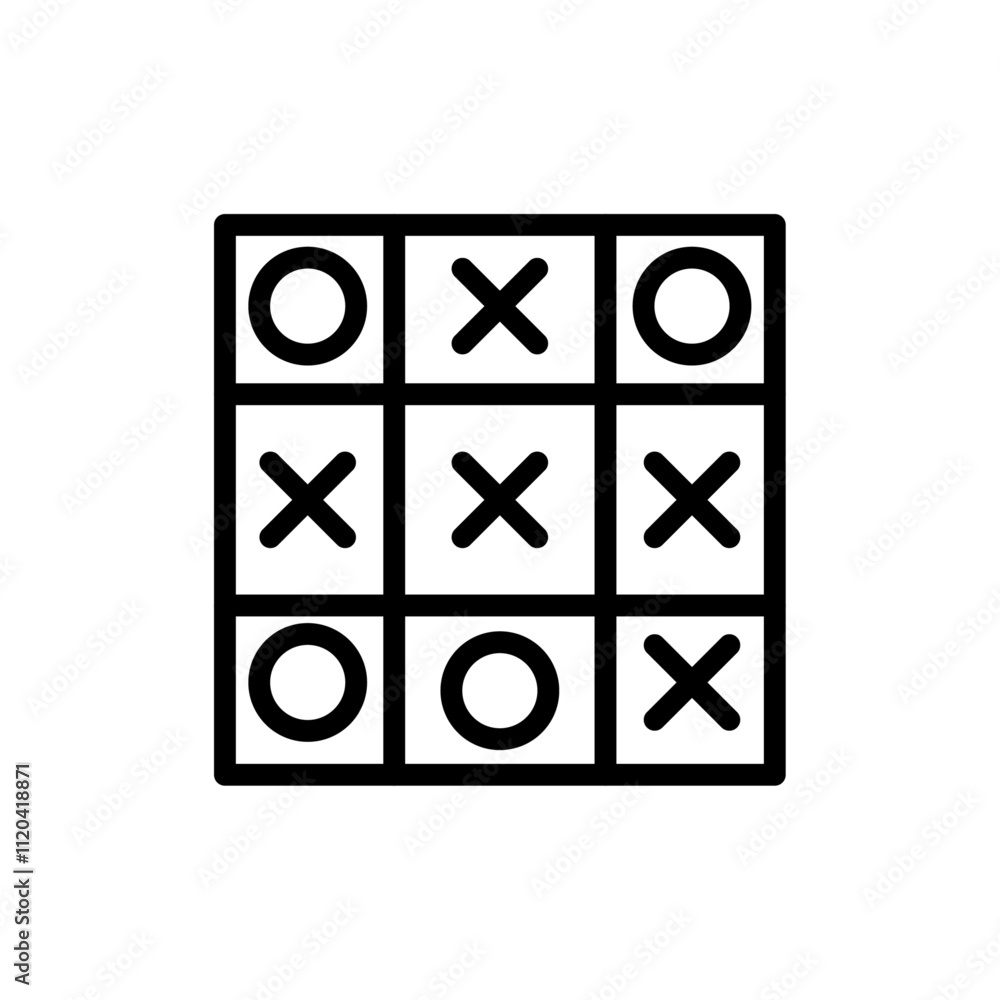 Tic tac toe icon Thin line art collection Tic tac toe icon Thin line art collection