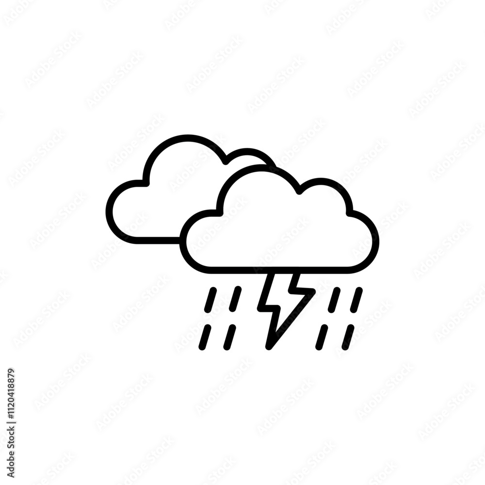 Thunderstorm icon Thin line art collection Thunderstorm icon Thin line art collection