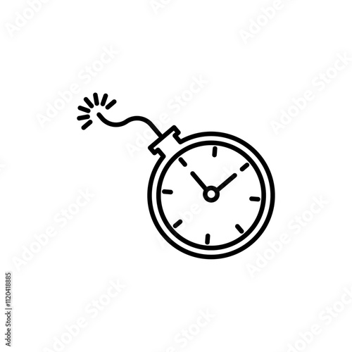 Time bomb with clock icon Thin line art collection