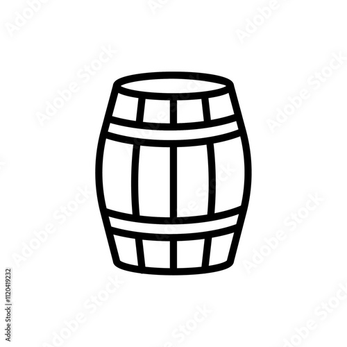 Wooden barrel icon Thin line art collection