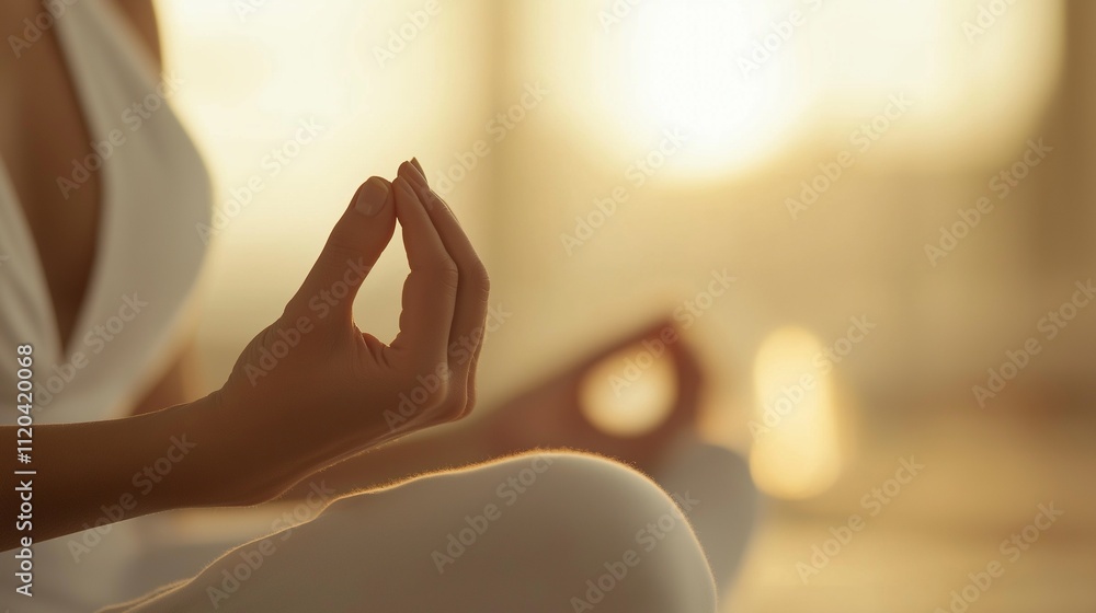 custom made wallpaper toronto digitalWoman, relax and meditation on sofa in living room, mental health. Home, inner peace and zen