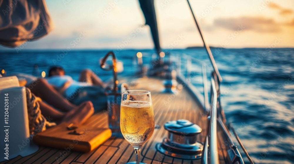 Obraz premium group of friends relaxing on the deck of a yacht