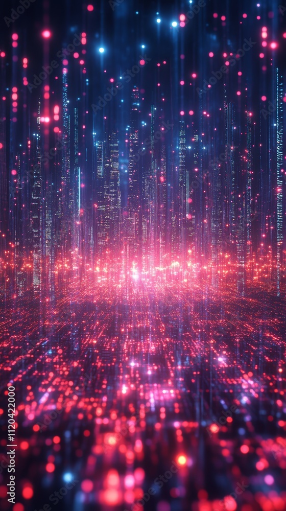 Vibrant abstract digital landscape with glowing lights and patterns Vibrant abstract digital landscape with glowing lights and patterns