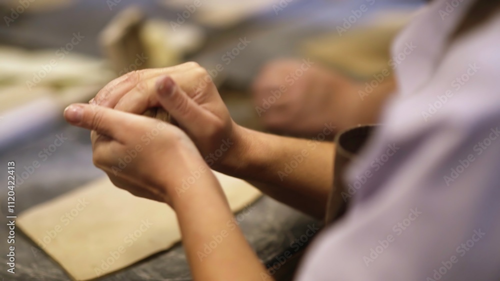 Obraz premium Creative Hands Engaged in the Art of Crafting Pottery During a Fun and Inspiring Class. Stock Clip