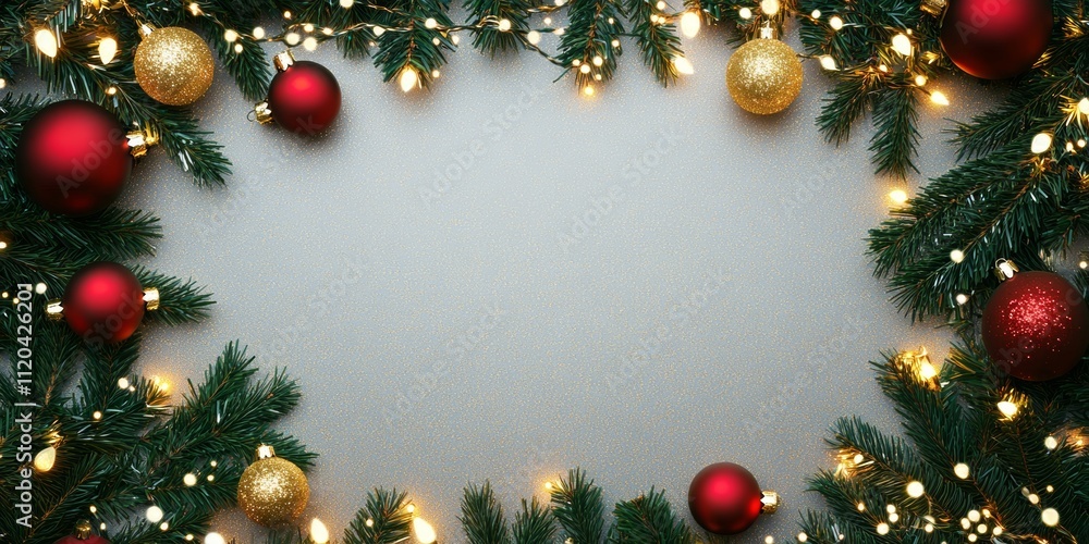 Christmas background with vibrant tones and decorative tree branches. Adorned with dark lights and shimmering ornament balls, elegant holiday frame. Perfect for banners, posters, or festive designs. Christmas background with vibrant tones and decorative tree branches. Adorned with dark lights and shimmering ornament balls, elegant holiday frame. Perfect for banners, posters, or festive designs.