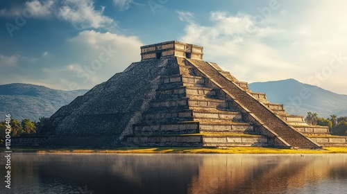 Aztec civilization in Mexico, where the capital city of was built on an island in a lake.