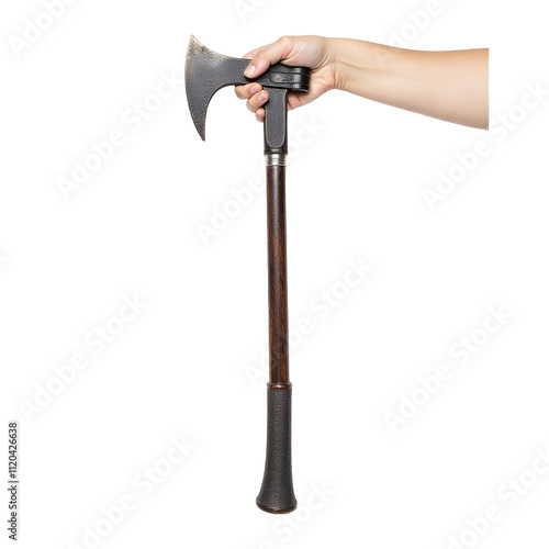 hand holding a Axe isolated on transparent background, Axe PNG photo