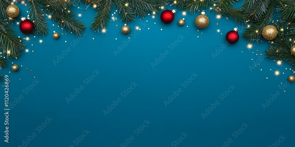 Christmas background with vibrant tones and decorative tree branches. Adorned with dark lights and shimmering ornament balls, elegant holiday frame. Perfect for banners, posters, or festive designs. Christmas background with vibrant tones and decorative tree branches. Adorned with dark lights and shimmering ornament balls, elegant holiday frame. Perfect for banners, posters, or festive designs.