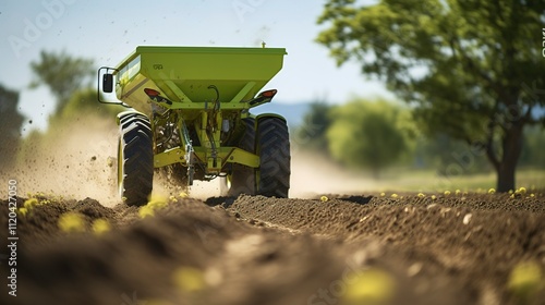 A photo of a lime spreader improving soil pH.
