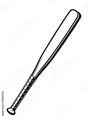 simple classic wooden baseball softball bat lineart vector illustration isolated on transparent background