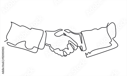 Handshake continuous line drawing. Business agreement concept