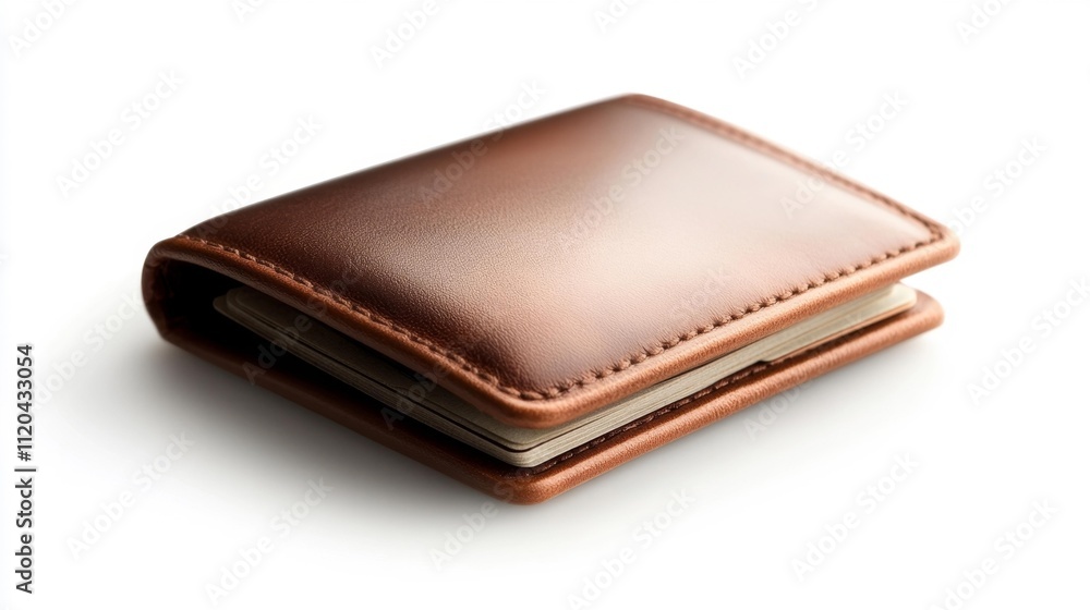 Wallet with visible cards and cash isolated on white background. Generative AI Wallet with visible cards and cash isolated on white background. Generative AI