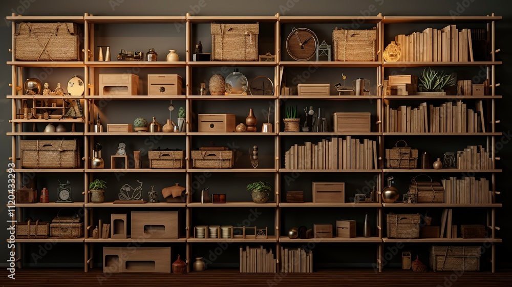 A photo of a modular shelving system A photo of a modular shelving system
