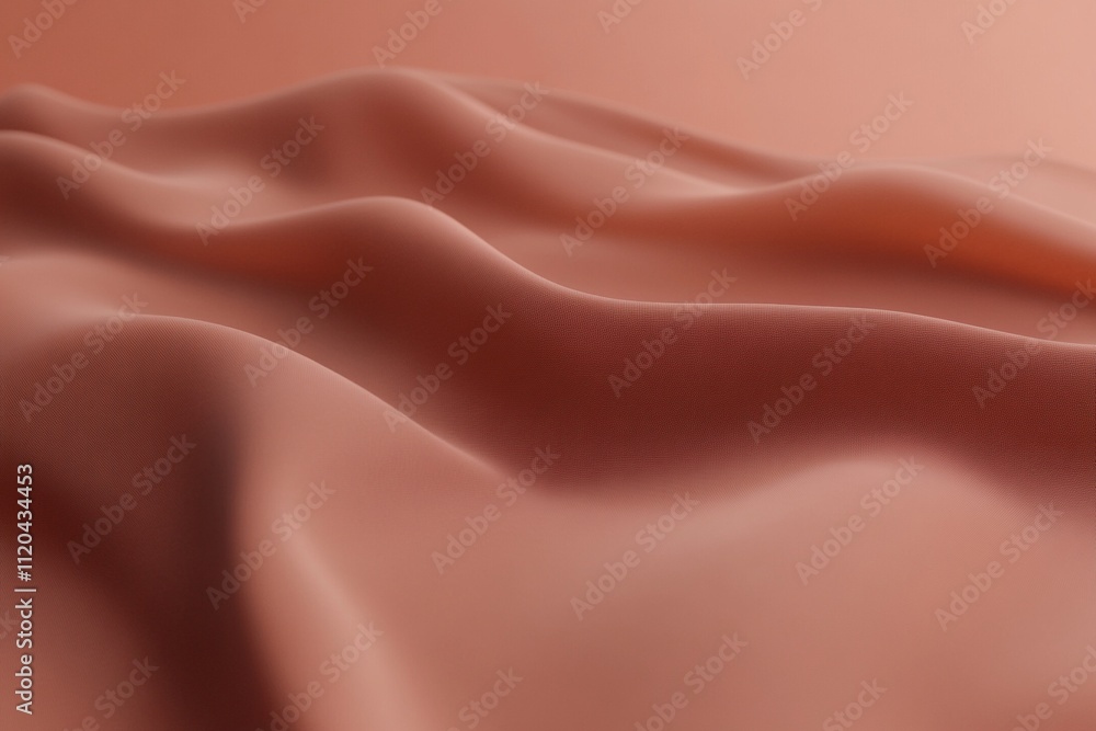 Fototapeta premium Flowing silk fabric abstract background. Mocha Mousse - color of the year 2025. Elegant textile for fashion, wedding design and luxury branding.