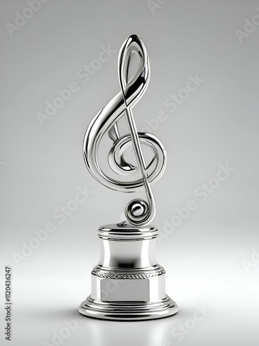 Silver musical note trophy isolated