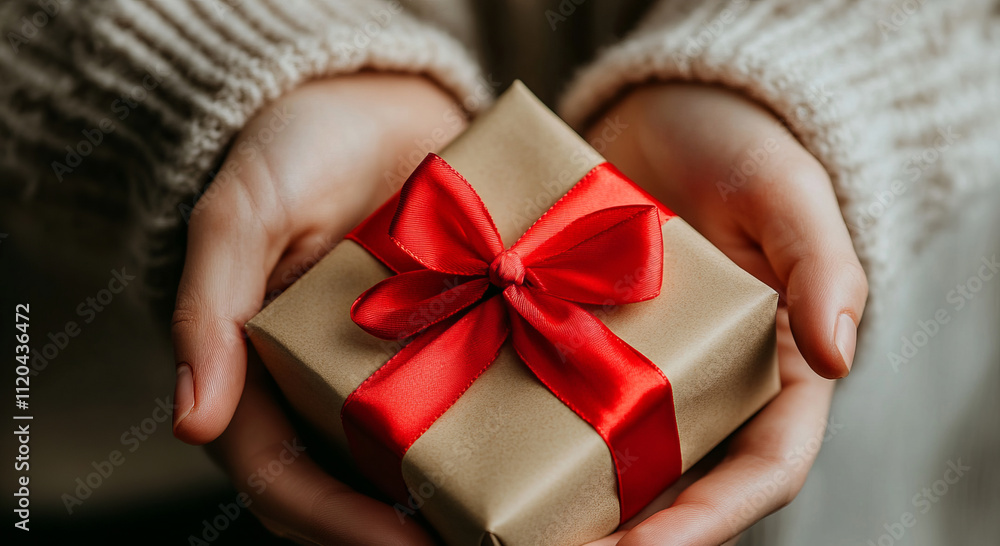 hands holding a gift box hands holding a gift box