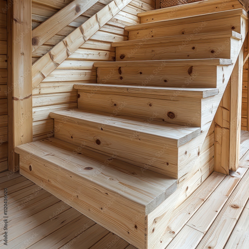 Rustic Wooden Staircase in Construction - Natural Interior Design Rustic Wooden Staircase in Construction - Natural Interior Design