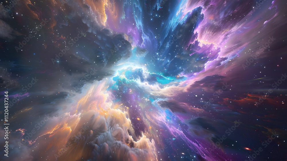 celestial colors: cosmic light and shadow in a nebulous dance. generative ai celestial colors: cosmic light and shadow in a nebulous dance. generative ai