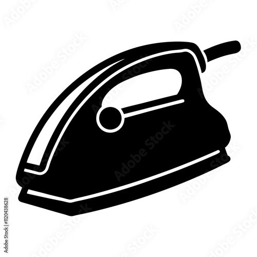 A vintage electric iron silhouette vector icon illustration on white background.
