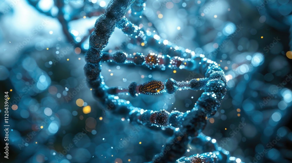 Fototapeta premium Fascinating view of a DNA helix amidst a tranquil, minimalistic backdrop