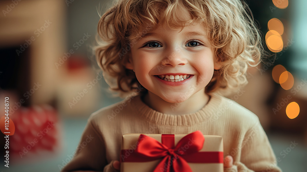 happy kid with gift box happy kid with gift box