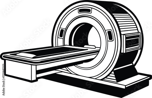 Radiology MRI scanner, silhouette  of a MRI  scanner machine for medical research  vector illustration.