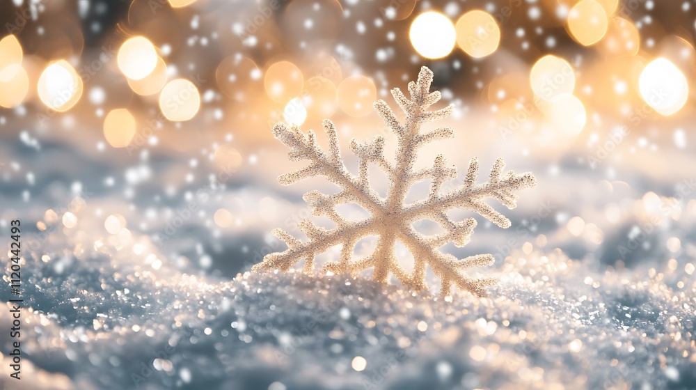 Close-up of snowflakes against a backdrop of snowfall, creating a bokeh effect for New Year and Christmas. Close-up of snowflakes against a backdrop of snowfall, creating a bokeh effect for New Year and Christmas.